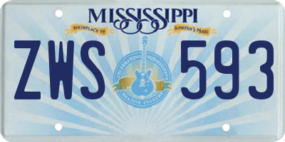 MS license plate ZWS593