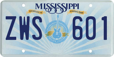 MS license plate ZWS601