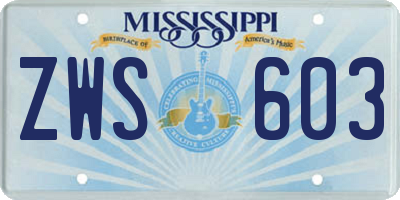 MS license plate ZWS603