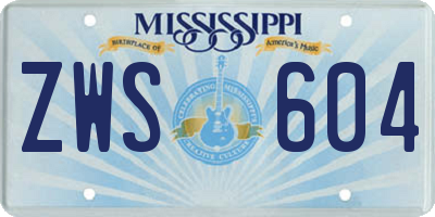 MS license plate ZWS604