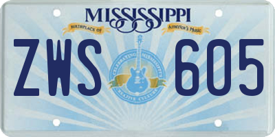 MS license plate ZWS605