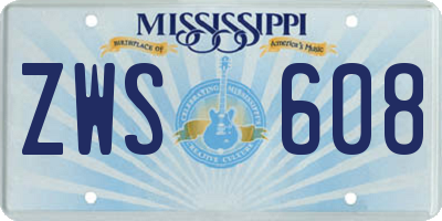 MS license plate ZWS608