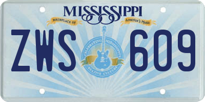 MS license plate ZWS609