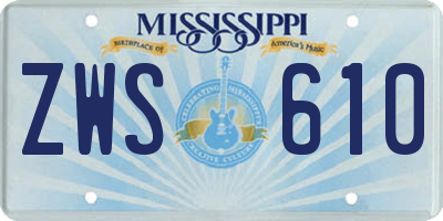 MS license plate ZWS610