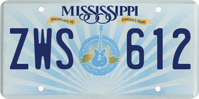 MS license plate ZWS612
