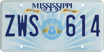 MS license plate ZWS614