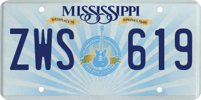 MS license plate ZWS619