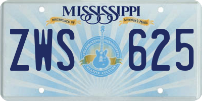 MS license plate ZWS625