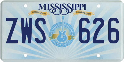 MS license plate ZWS626