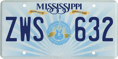 MS license plate ZWS632