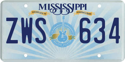 MS license plate ZWS634