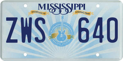 MS license plate ZWS640