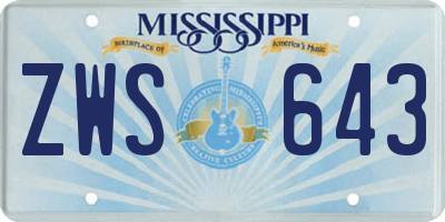 MS license plate ZWS643