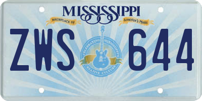 MS license plate ZWS644