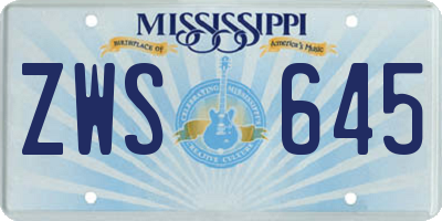 MS license plate ZWS645