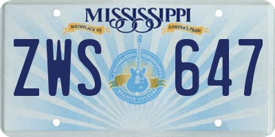 MS license plate ZWS647