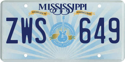 MS license plate ZWS649