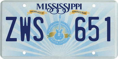 MS license plate ZWS651