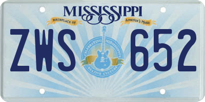 MS license plate ZWS652
