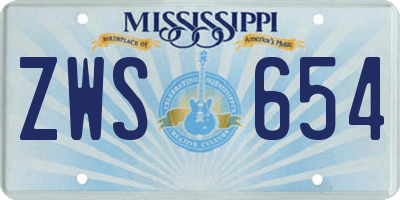 MS license plate ZWS654