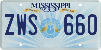 MS license plate ZWS660
