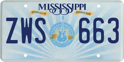 MS license plate ZWS663