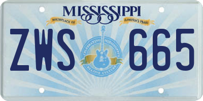 MS license plate ZWS665