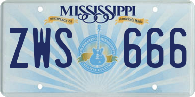 MS license plate ZWS666