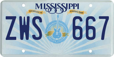 MS license plate ZWS667