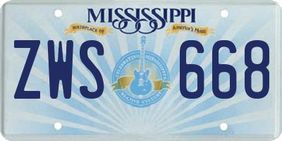 MS license plate ZWS668