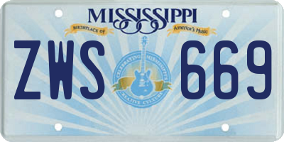 MS license plate ZWS669