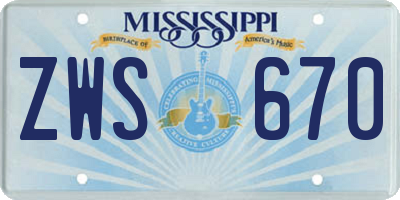 MS license plate ZWS670