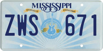 MS license plate ZWS671