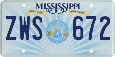 MS license plate ZWS672