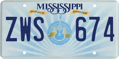 MS license plate ZWS674