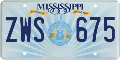 MS license plate ZWS675