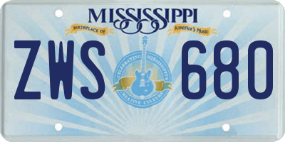 MS license plate ZWS680