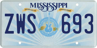 MS license plate ZWS693