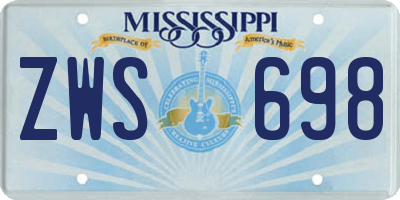 MS license plate ZWS698