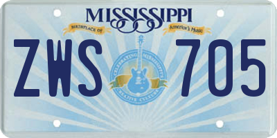 MS license plate ZWS705