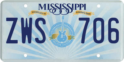 MS license plate ZWS706