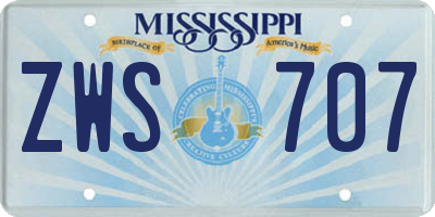 MS license plate ZWS707