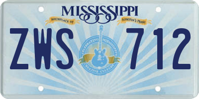 MS license plate ZWS712