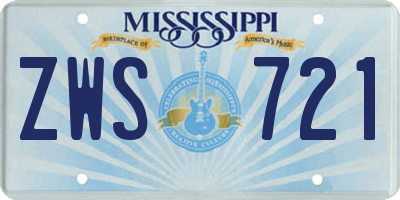 MS license plate ZWS721