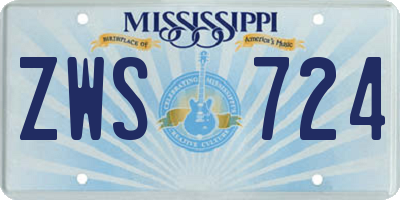 MS license plate ZWS724