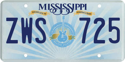MS license plate ZWS725