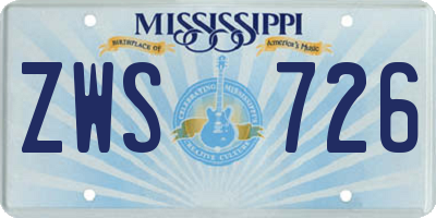 MS license plate ZWS726
