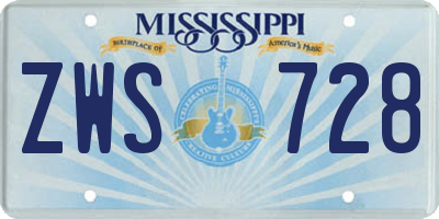MS license plate ZWS728
