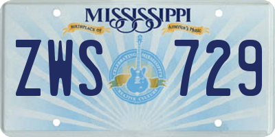 MS license plate ZWS729
