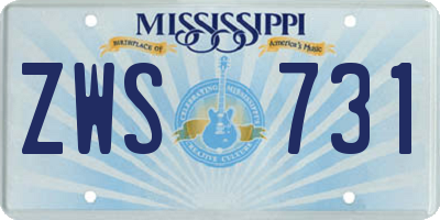 MS license plate ZWS731